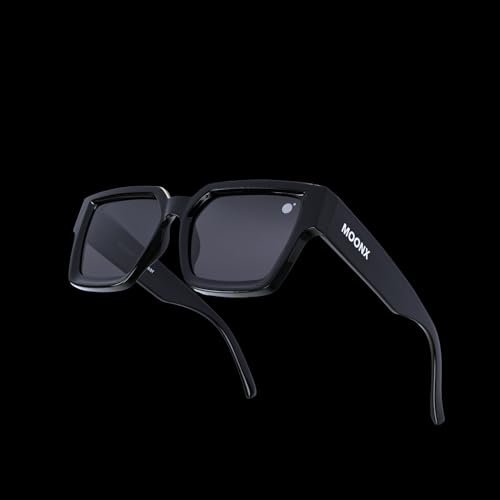 Image of MOONX The Universe Polarised Sunglasses for Men & Women | UV400 Protection | Gloss Black Wayfarer Design with Gold Detail | Travel & Outdoor Eyewear
