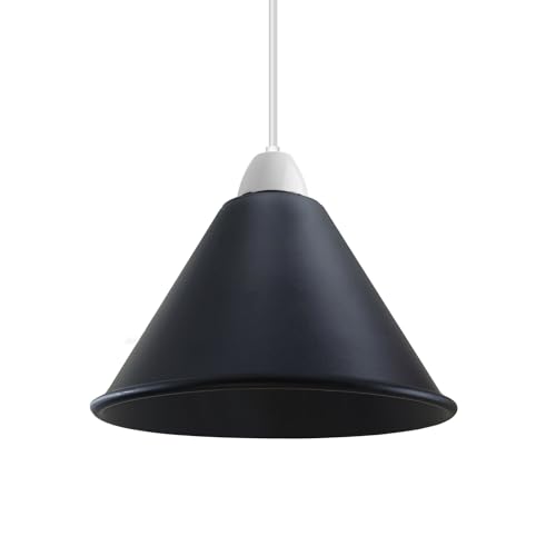 LEDSone Metall-Lampenschirme, Wohnzimmer-Decken-Pendelleuchtenschirm, 18 cm, einfach zu montierende Lampenschirme, nur für industrielle Deckenleuchte für Schlafzimmer, Küche (schwarz)