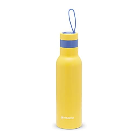 Osama - Antibakterielle Trinkflasche 500 ml, Edelstahl und Silber, Wasserflasche für Fitnessstudio und Arbeit, 24h kalt und 12h heiß, luftdicht und rutschfest Cover