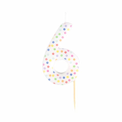 amscan 9911561 Patterned Numerical Candle 6, Multicoloured
