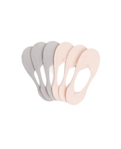 Keds Womens Invisible No Show Sock Liners With Non Slip Silicone Grip, Lowcut, 6 Pair, Pink & Grey