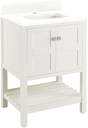 Signature Hardware 953315-24-RUMB-1 Olsen 24" Free Standing Single Vanity Set with Wood Cabinet, Vanity Top, and Rectangular Undermount Vitreous China Sink - Single Faucet Hole - Soft White /