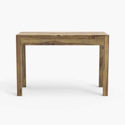 Image of Solid Sheesham Wood Study Writing Table with 2 Drawer, Computer Laptop Desk, Furniture for Study, Living Room, Hall, Home, Office Areas