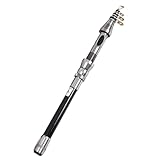 TOYANDONA Kleiner Teleskop Angelrute aus Kohlefaser 1,5m für Meeresangeln mit Edelstahl Führungsring und Aluminium Rollenhalter Tragbare Wurfangel für Sport Freizeit