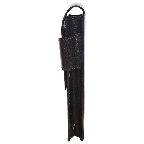 Image of Sassora Genuine Leather Pen Holder Case (Set of 1) (Dark Brown)