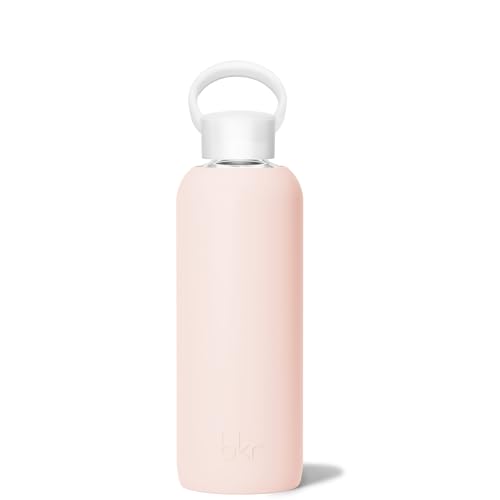 bkr-Demi-Bottle-Reusable-Glass-Water-Bottle-650mL-22oz-Fits-Cup-Holders-Leakproof-Durable-Carrying-Loop-Dishwasher-Safe-Removable-Silicone-Sleeve-BPA-Free-Tutu