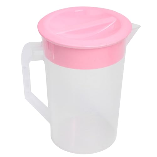NOLITOY 耐熱プラスチック製冷水壺 ピンク 蓋付き目盛り入り 軽量で熱湯対応 お茶や飲料用ピッチャー 室内外用洗いやすい収納容 再利用可能