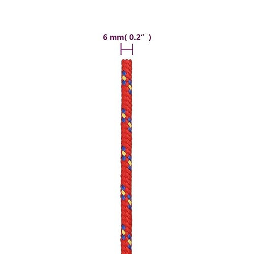vidaXL Bootsseil Ankerleine Festmacher Tauwerk PP Leine Seil Tau Polypropylenseil Geflochten Flechtleine Rot 6mm 50 m Polypropylen