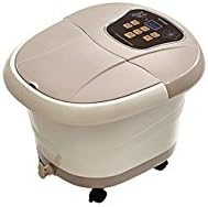 All in One Foot Spa Bath Massager Motorized Rolling Massage Heat Wave Digital Temperature Control LED Display (Brown)