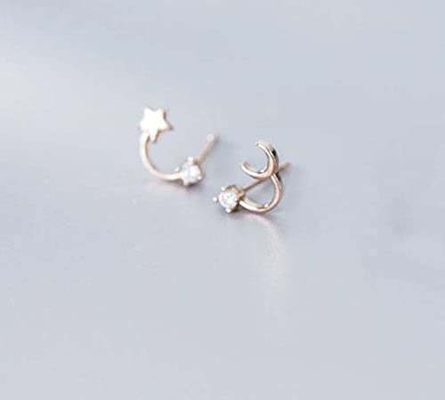 Fashion asymétrique fashion avec lune étoiles boucles d'oreilles S925 pour style quotidien
