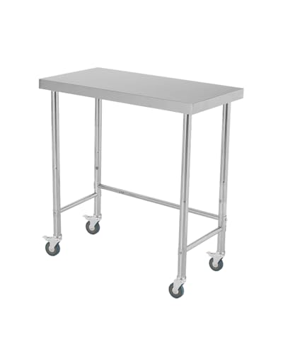 Stainless Steel Table 18x36 Inch with Wheels, Stainless Steel Kitchen Prep Table, Commercial Utility Work Table