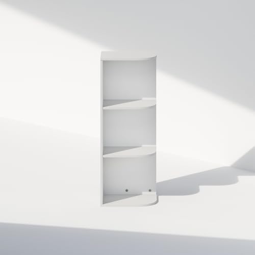 Image of Furinno Reed Corner Shelf, 3-Tier Corner Bookshelf, Book Shelf, Corner Shelves, Storage Rack, for Organization and Storage, Home Office, Living Room, White