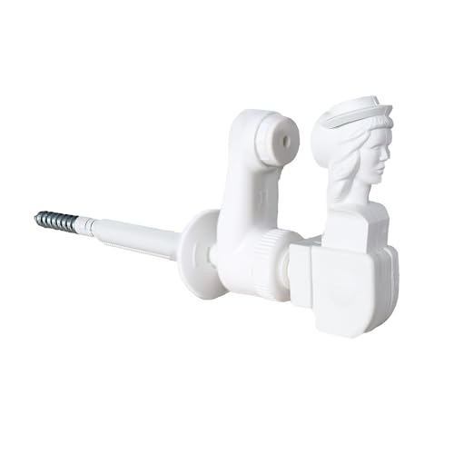 Arrêt de Volet Battant - Tête de Bergère - Composite Blanc - à Visser - Butée Réglable 22 à 115 mm - Bloc Volet Battant Bois PVC ou Alu - Torbel...