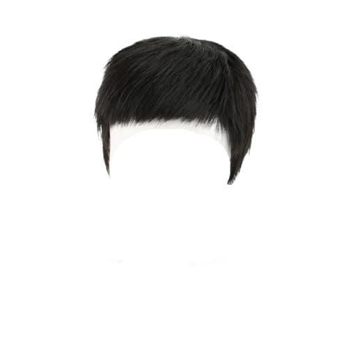 Synthetic Short Style Men Wig Natural Black For Asian Men Hairless Hair Comfortable And Realistic...