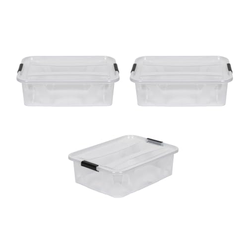 Kreher® XL Aufbewahrungsboxen mit Deckel aus Lebensmittel-geeignetem Kunststoff in Transparent. Stapelbare Lagerboxen für Haushalt, Garage, Industrie (3er Set, 7 Liter) Kreher® XL Aufbewahrungsboxen mit Deckel aus Lebensmittel-geeignetem Kunststoff in Transparent. Stapelbare Lagerboxen für Haushalt, Garage, Industrie (3er Set, 7 Liter)
