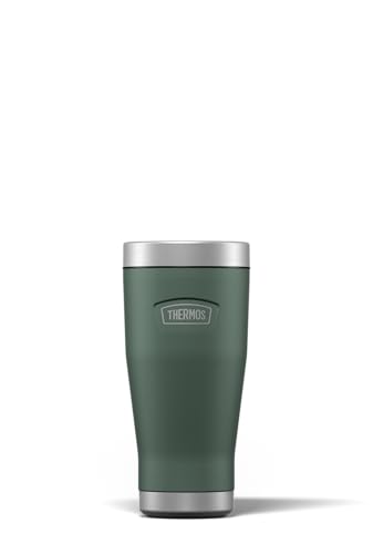 Thermos - Icon Rock Cap Green Travel Tumbler (470ml), Reusable Insulated Stainless Steel Coffee Cup for Hot or Cold Drinks, Vacuum Sealed Water Flask with a Leak-Proof Lid, 7hr Hot/22hr Cold