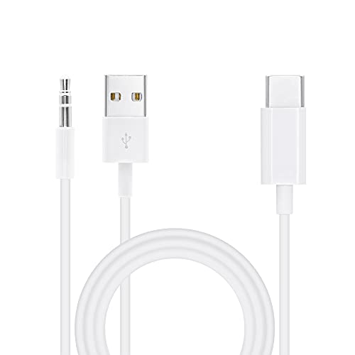 Cables De Audio Adaptador de audio 2 en 1 tipo C a 3,5 mm, compatible con teléfono/tableta tipo C, cable USB A de asistencia de carga...