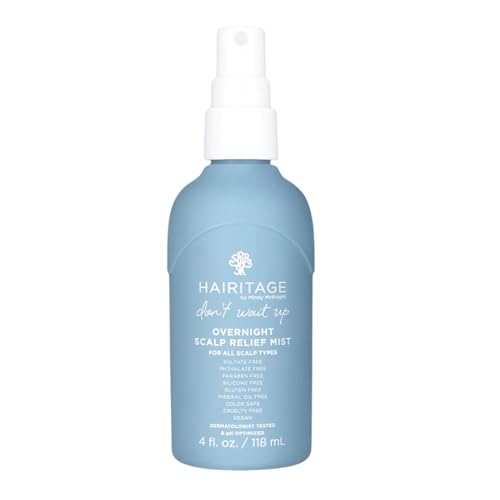 Hairitage Donâ€™t Wait Up Anti Dandruff Overnight Scalp Relief Scalp Mist - For Dry, Itchy Scalp - Calms Irritated Scalp - Absorbs Quickly - Formulated with Aloe Vera + Peppermint, 4 Fl Oz