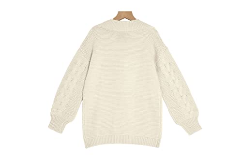 Image of Apbondy Girls Cable Knit Cardigans Button Down Long Sleeve Chunky Sweater Outerwear White