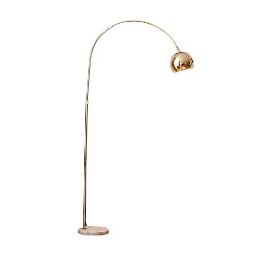 フロアライト モダンなアーチ型のフロアランプ、身長調整可能な、リビングルームの寝室研究オフィスカフェ、E27電球大理石ベース、ゴールド スタンディングランプ