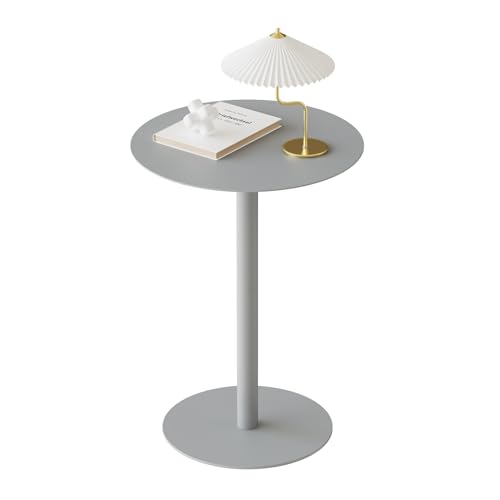 Yumyolk Runder Beistelltisch, Metall Modern 2 Ebenen Kaffeetisch Couchtisch Sofatisch Nachttisch Betttisch für Wohnzimmer Schlafzimmer Balkon Terrasse, 40x40x60cm, Grau – Bild 6