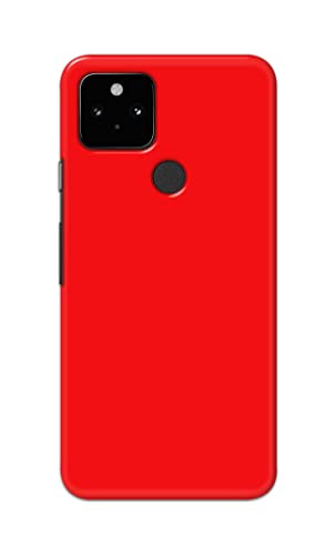 Image of PRINTFIDAA Printed Hard Back Cover Case for Google Pixel 5 Back Cover (Plain Red) -1803