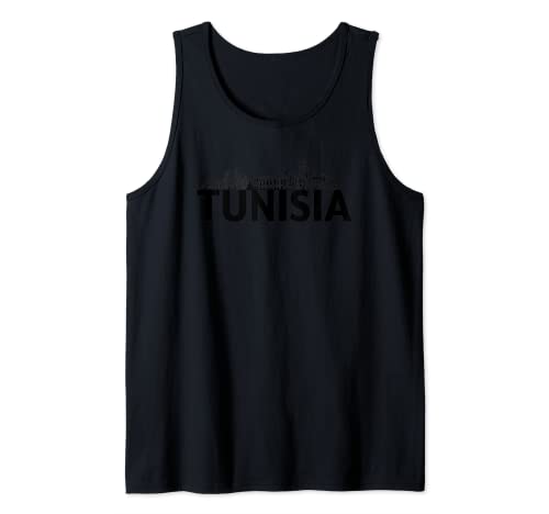 Túnez África Ciudad Horizonte Silueta Esquema Bosquejo Camiseta sin Mangas