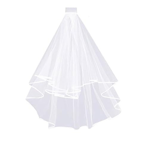 Visxcnu Velo Novia Blanco Velo de Novia,de 2 Niveles con Peine Velo Simple Velos de Fiesta con Peine Velo de Tul Nupcial para Despedida de Soltera Decoración de Fiesta