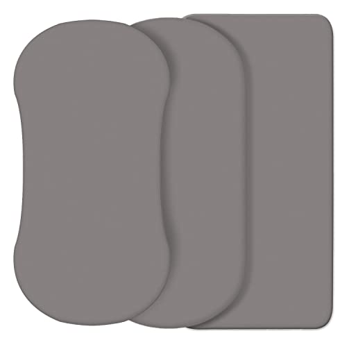 Image of CaSaJa Grey 3 Pack Bassinet Sheet Set, Silky Soft Handfeel with Comfy Napping Surface for Baby Boy and Girl, Flexible Fits Various Kinds of Cradle and Bessinet Mattress Up to 15" x 30" and Breathable