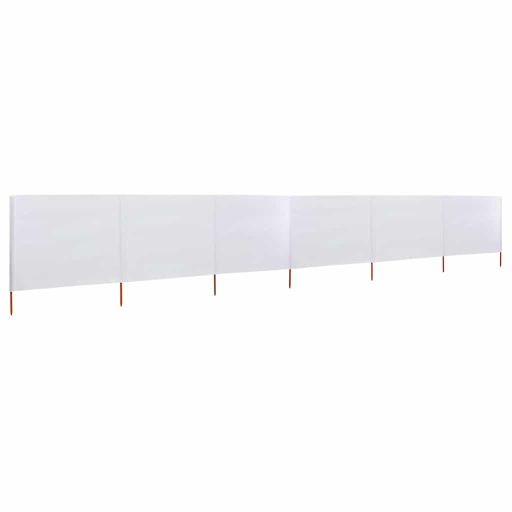 Paravento da spiaggia a 6 pannelli, tessuto bianco sabbia, 800 x 120 cm, antivento per campeggio, paravento spiaggia per spiaggia e giardino