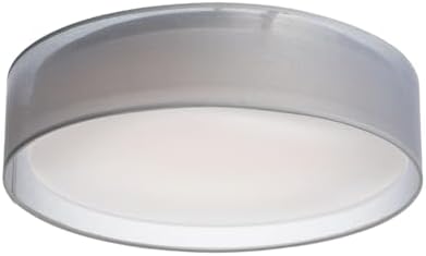 Maxim 10222WO I Prime Collection 20 Inch Three-Light LED Ceiling Flush Mount - Satin Nickel Finish with White Organza Fabric I Double Shade I Traditional Style Light Fixture I