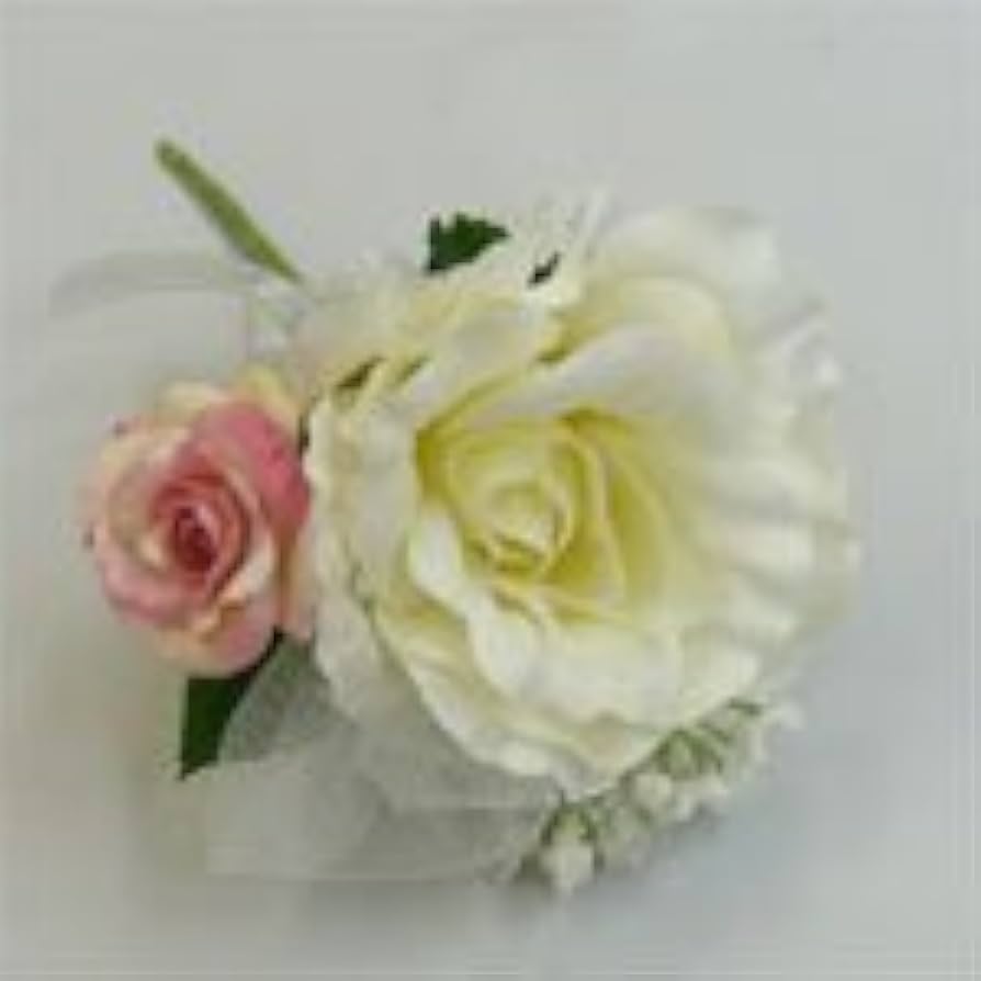 Amazon｜アートフラワー（造花）ブーケ/白バララウンドブーケ ピンク