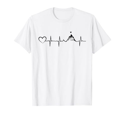 Outdoor Wandern Trekking Berg Herzschlag Alpen Herz Berg T-Shirt