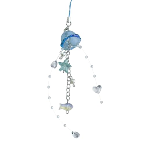 Fashionable Jellyfish Phone Charm Featuring Crystals Star and Pearls Portable Trendy Accessory for Daily Use Items Eye Catching 