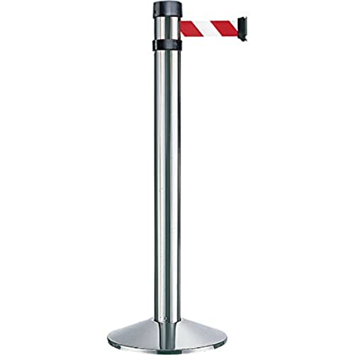 Poste Separador Acero Inoxidable Cinta Rojo/Blanco Metalworks Rs4Srrb En Oferta Viso Rs4Srrb - Poste (Con Cinta De Aprox. 4 M), Color Plateado, Rojo Y Blanco