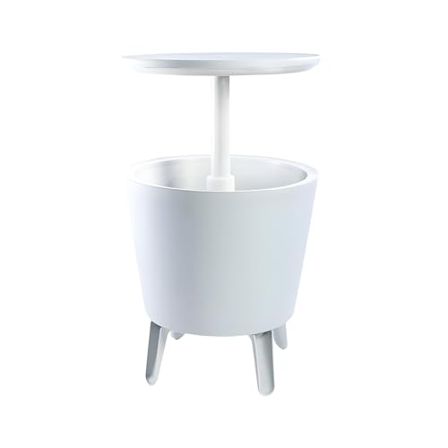 MONDO VIRO Tavolino portaghiaccio in resina Ice Bar con piano rialzabile cm 49,5x49,5 84,5h (Bianco)