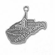 Sterling Silver West Virginia State Travel Charm with Split Ring