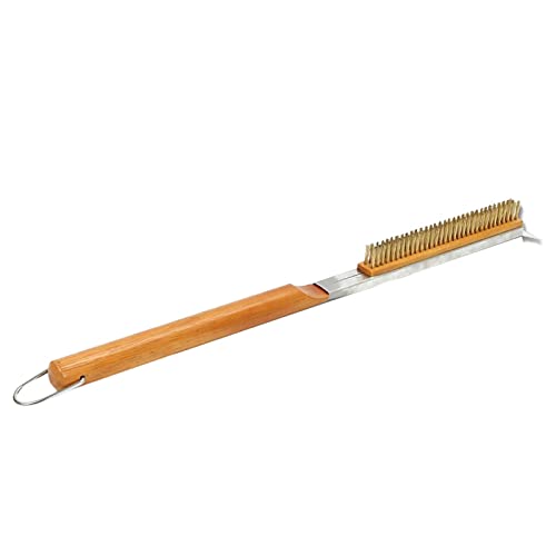 pizza stone brush - QAHEART Pizza Oven Brush, Copper Wire Pizza Stone Cleaning Brush with Scraper, Pizza Oven Accessories