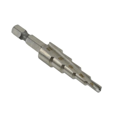 HSS 4241 - Broca escalonada multietapa con vástago hexagonal compatible con materiales de metal y madera y plástico (45759)