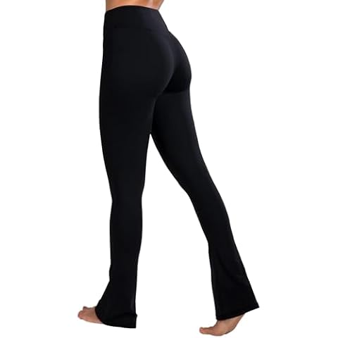 Sunzel Butterflycra High Waist Mini Flared Leggings for Women, Tummy Control Casual Flare Yoga Pants for Yoga Workout Gym 32" Black Medium Cover