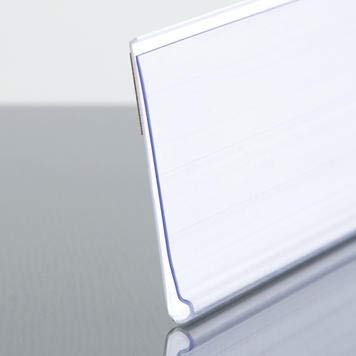 Pack of 25 Adhesive Shelf Label Holders, 48 Inches Long, for 1.25 Inch Tall Labels,Adheres to Front of Shelf