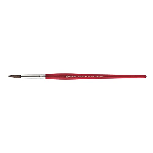 Escoda Aquario Series 1125 Artist Watercolor & Acrylic Short Handle Paint Brush, Petit Gris Natural Squirrel Hair, Round, Size 2/0 #TOP29