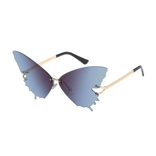 Butterfly Sunglasses for Women - Oversized Eyeglasses,Butterfly UV Protection Anti-Glare Frameless Eyewear for Women Outdoor Driving Vacation Festival Summer