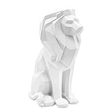 Sagebrook Home Modern Geometric Lion Figurine - Elegant Resin Statue for Home & Office Decor - Stylish Animal Sculpture for Living Room, Bedroom & Workspace - 11' White