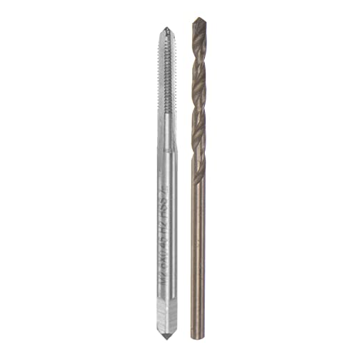 sourcing map Tap & Bit Sets, M2.6 x 0.45 H2 Left Hand Straight Flute Machine Thread Milling Tap, 2.1mm M35 Cobalt High Speed Steel (HSS-CO) Twist Drill Bit
