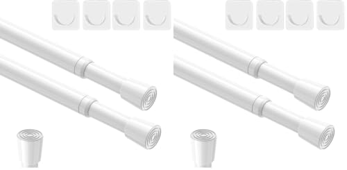Image of AIZESI 2pcs Spring Tension Rods Adjustable 26 to 39 inch Small Tension Curtain Rod No Drilling Expandable Spring Loaded Curtain Rod,Suitable for Doors and Windows 28 to 36 inch, White (Pack of 2)