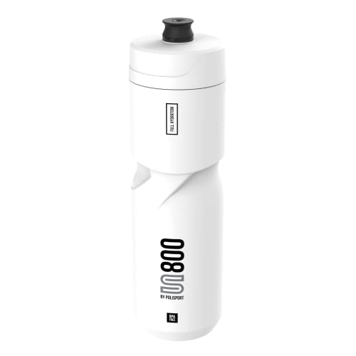 Polisport 8645400094 - Bidon vélo du modèle S800 d'une contenance de 800ml. Bouteille d'eau pour cyclistes sans BPA en couleur blanc