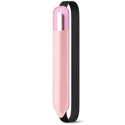 Image of MoKo Pencil Case Holder Fit The Apple Pencil (Pro and USB-C and 1st and 2nd Gen), Detachable Elastic Pocket for Stylus Pen with Elastic Band Attached to iPad Case, Flowers Pink