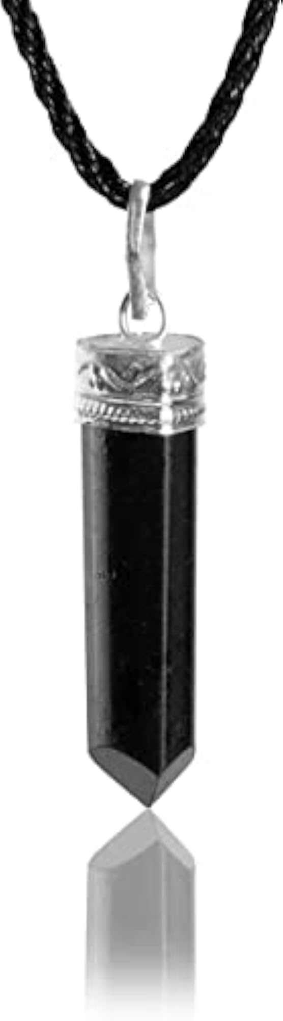 Black Pencil Crystal Stone Pendant, Healing Gift