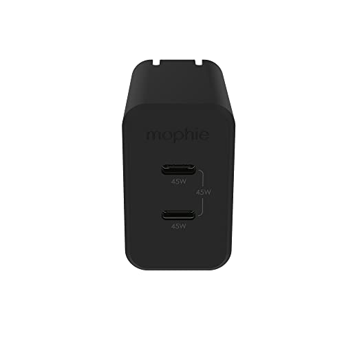 Mophie speedport 45 USB-C Charger GaN 45W 2-Port Fast Compact Foldable Charger for MacBook Pro 13, Galaxy S25/S24, iPhone 17/16/15/14 Pro, Google Pixel 10, and More - Black